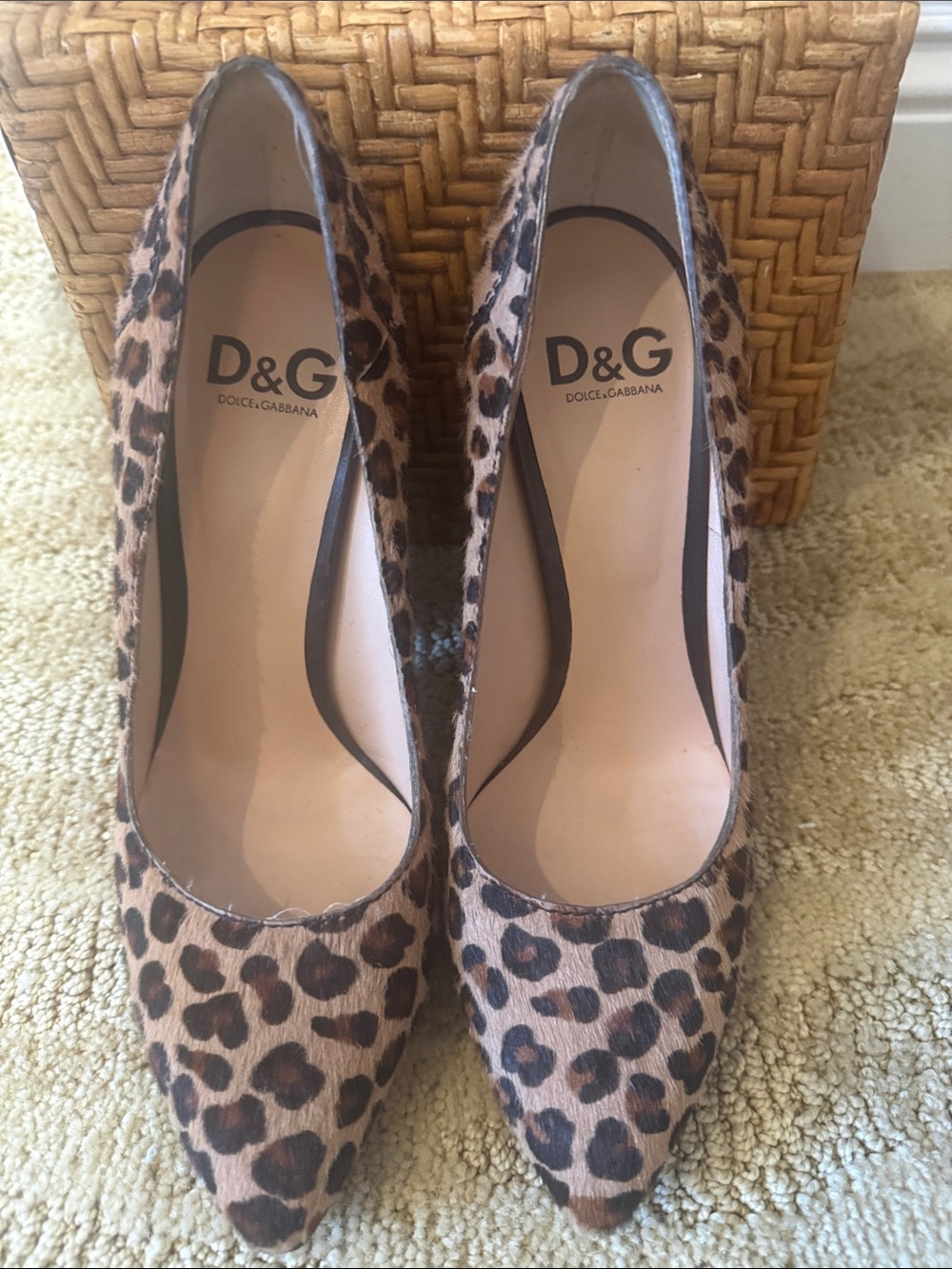 Dolce & Gabbana Leopard-Print Pointed Toe Pumps - Black & Brown